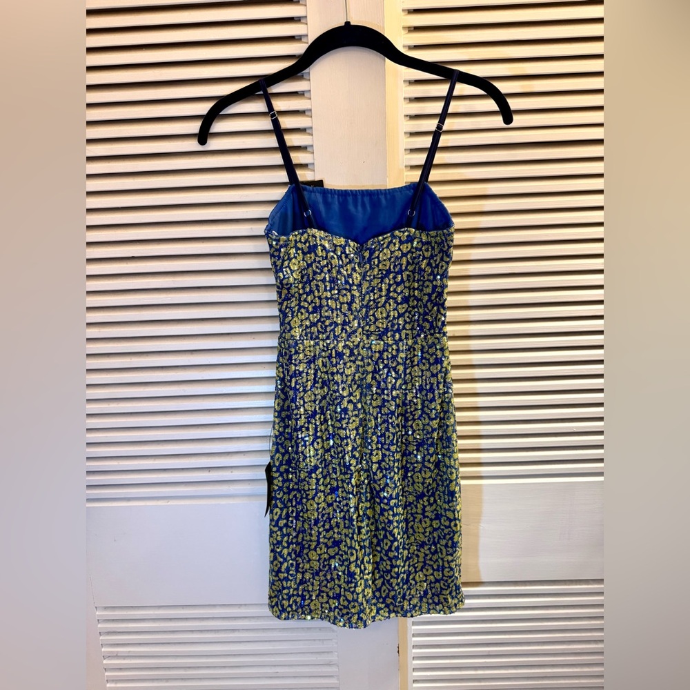 NEW w/ tags - Lulus Blue Leopard Print Sequin Bodycon Mini Dress - Size XS - Picture 3 of 6